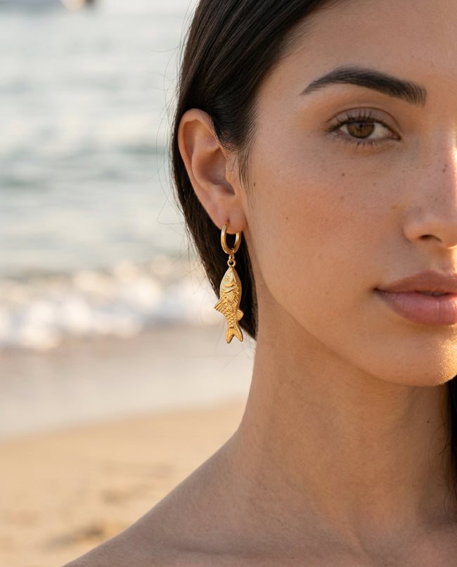 Golden Shell Drop Earrings