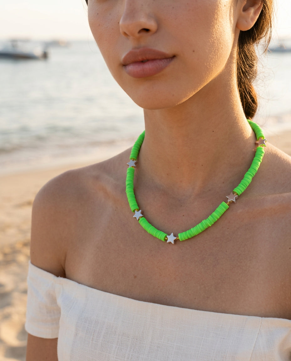 Mint Palm Star Necklace - detail