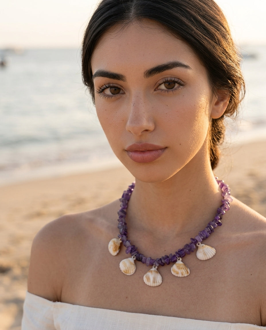 Amethyst Bay Shell Necklace