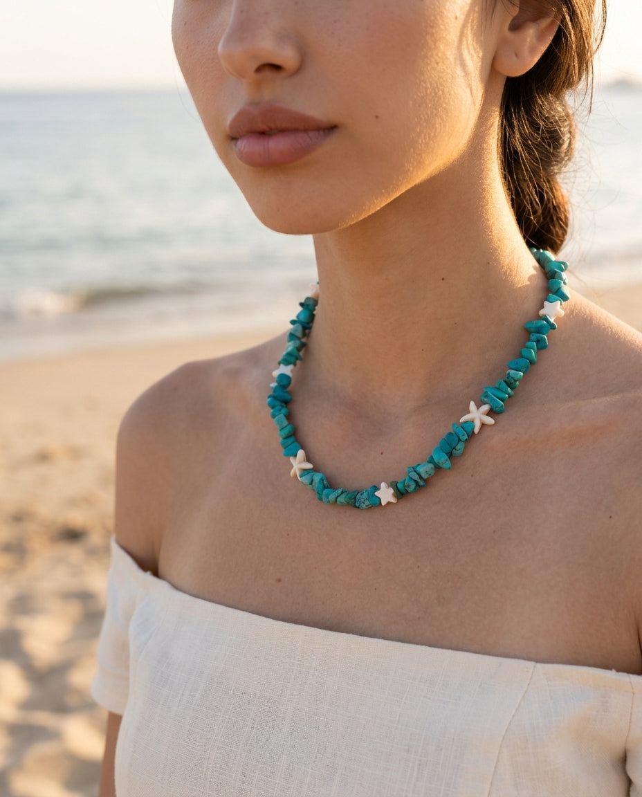 Turquoise Palm Starfish Necklace