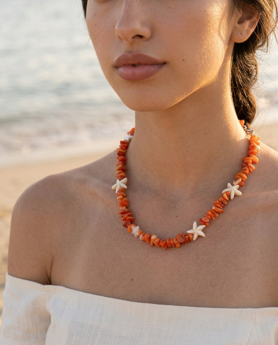 Sunset Coral Starfish Necklace