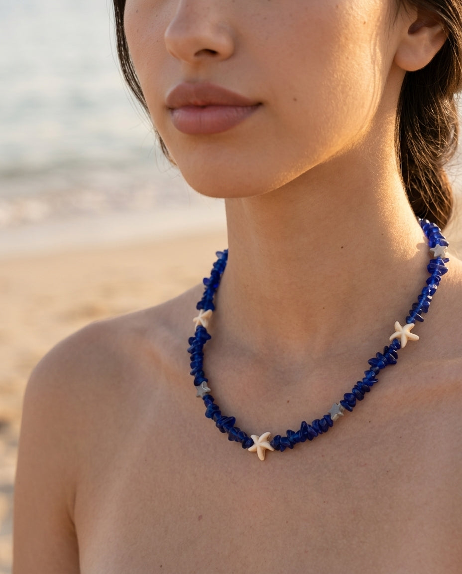 Sapphire Reef Starfish Necklace - detail