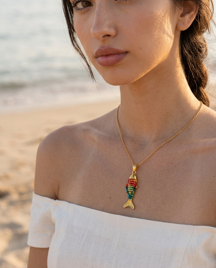 Koi Fish Enamel Necklace