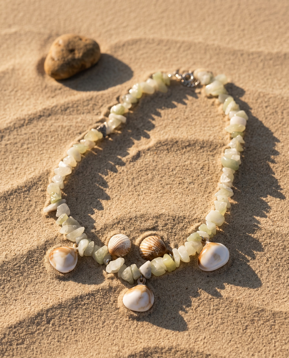 Jade Stone & Mixed Shell Necklace