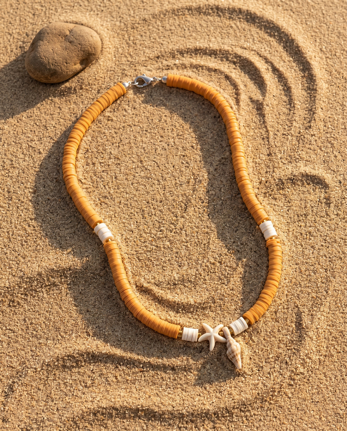 Amber Heishi Starfish & Conch Necklace