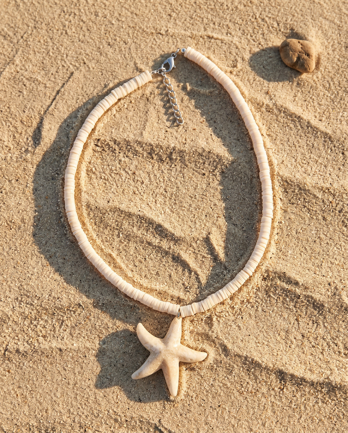 Cream Heishi & Starfish Necklace