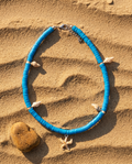 Sky Blue Heishi Conch & Starfish Necklace