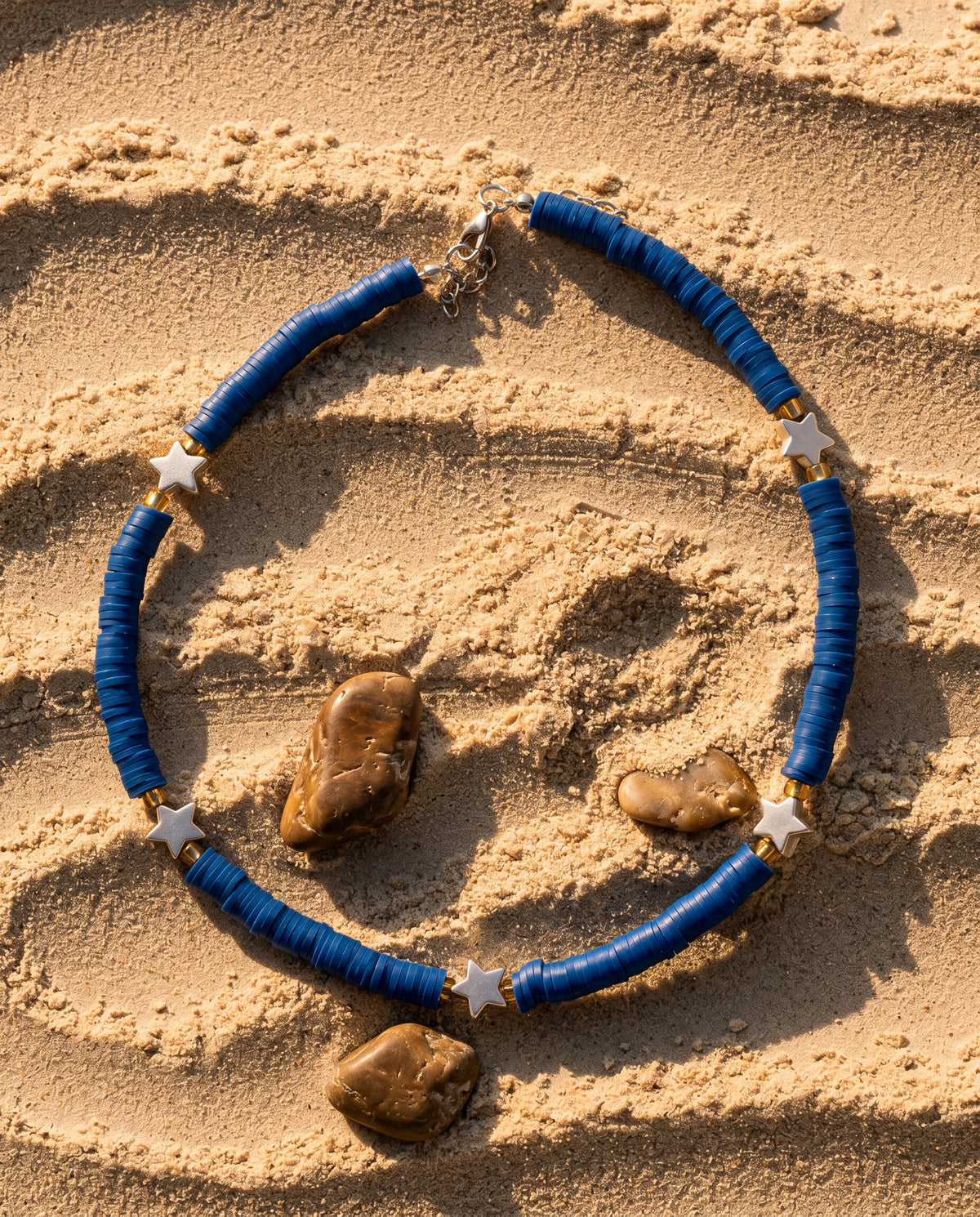 Navy Star Heishi Choker Necklace