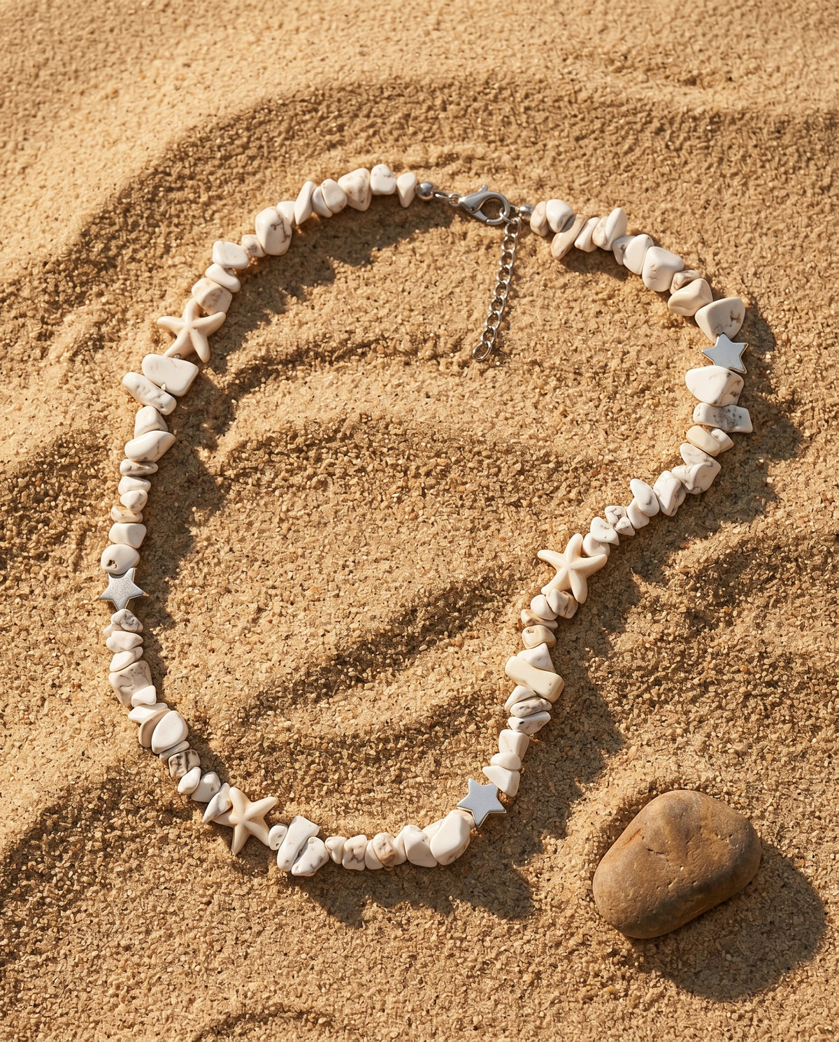 White Howlite & Starfish Bead Necklace