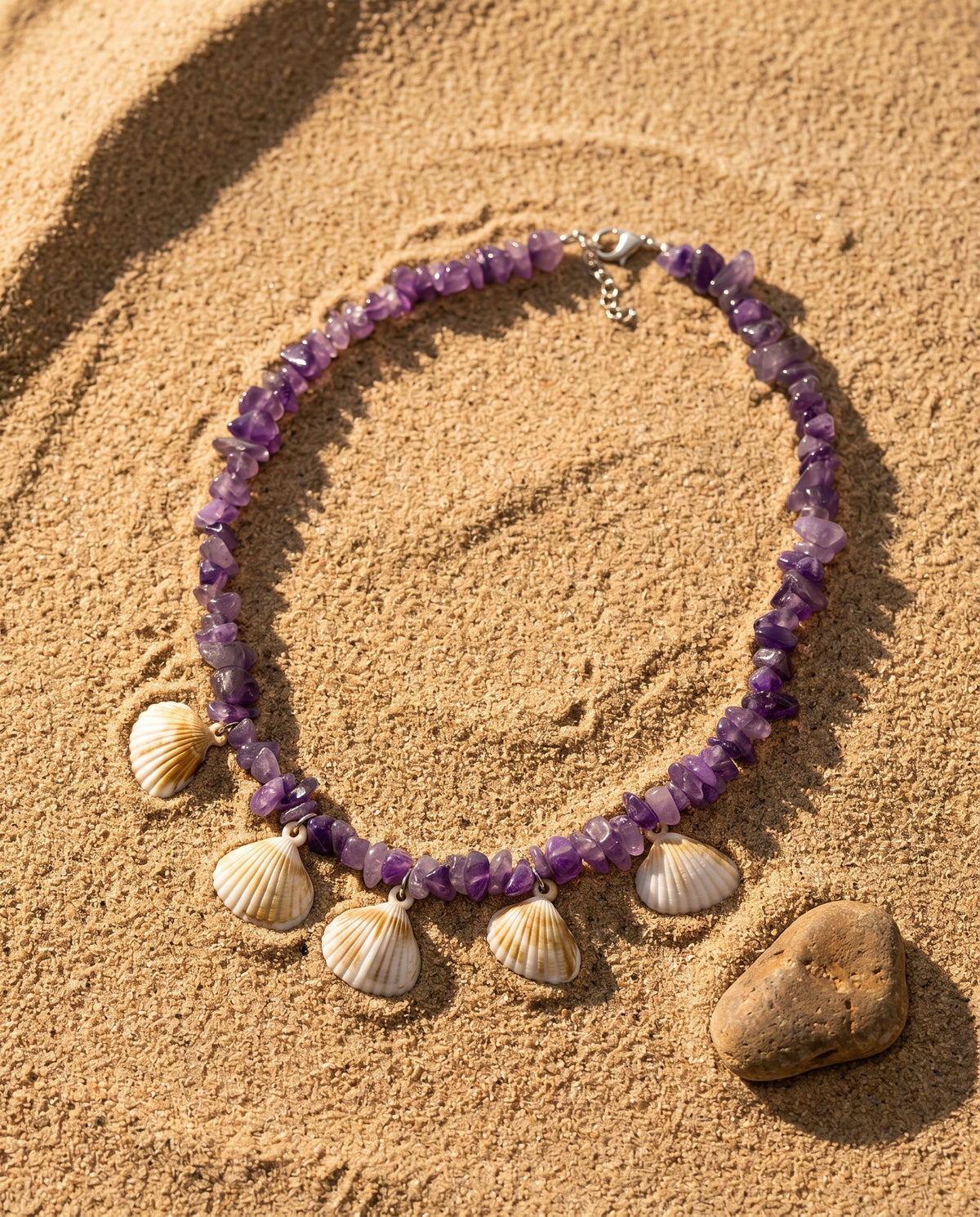 Amethyst & Shell Cascade Necklace