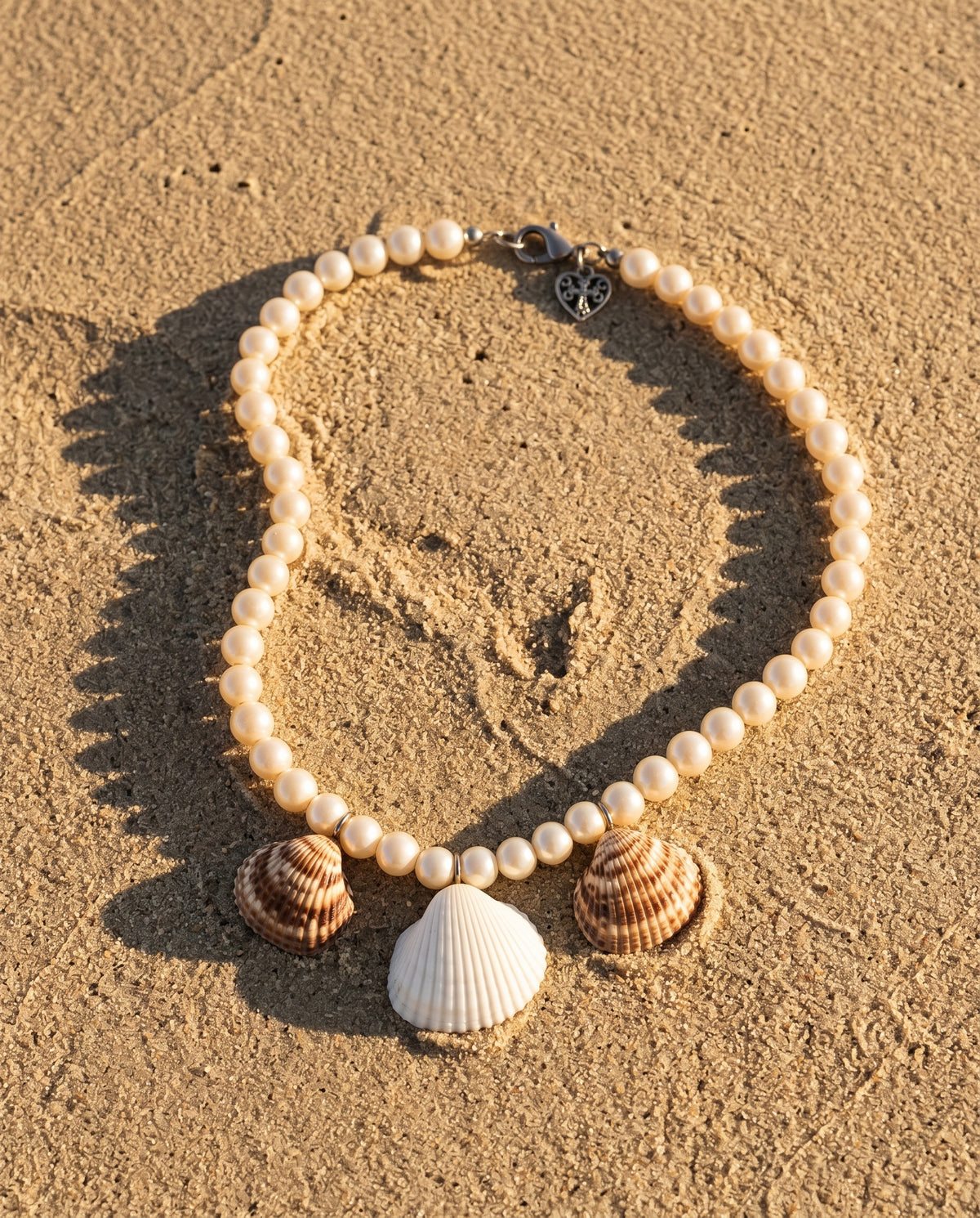Pearl Bead & Triple Shell Necklace