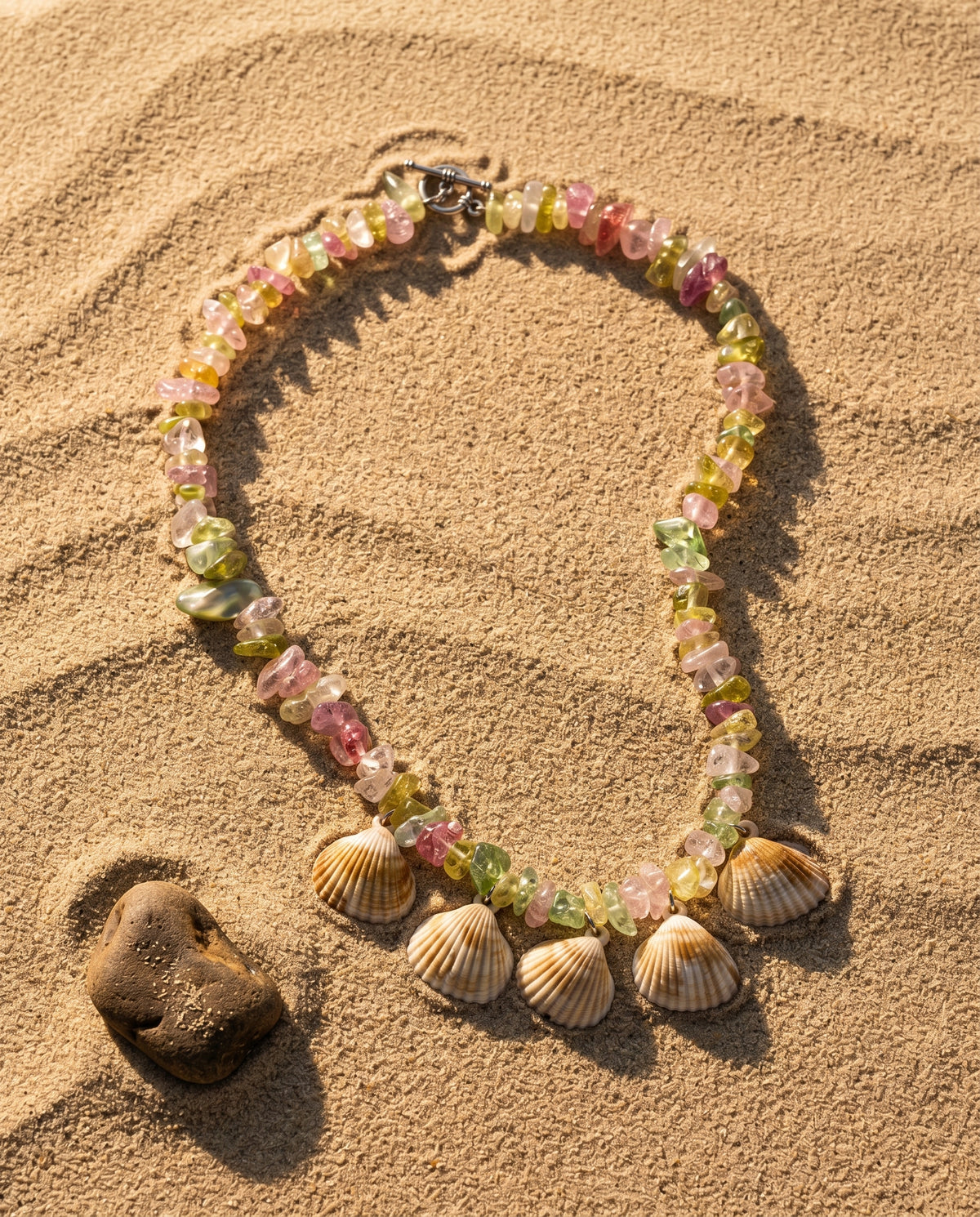 Tourmaline Rainbow & Shell Necklace
