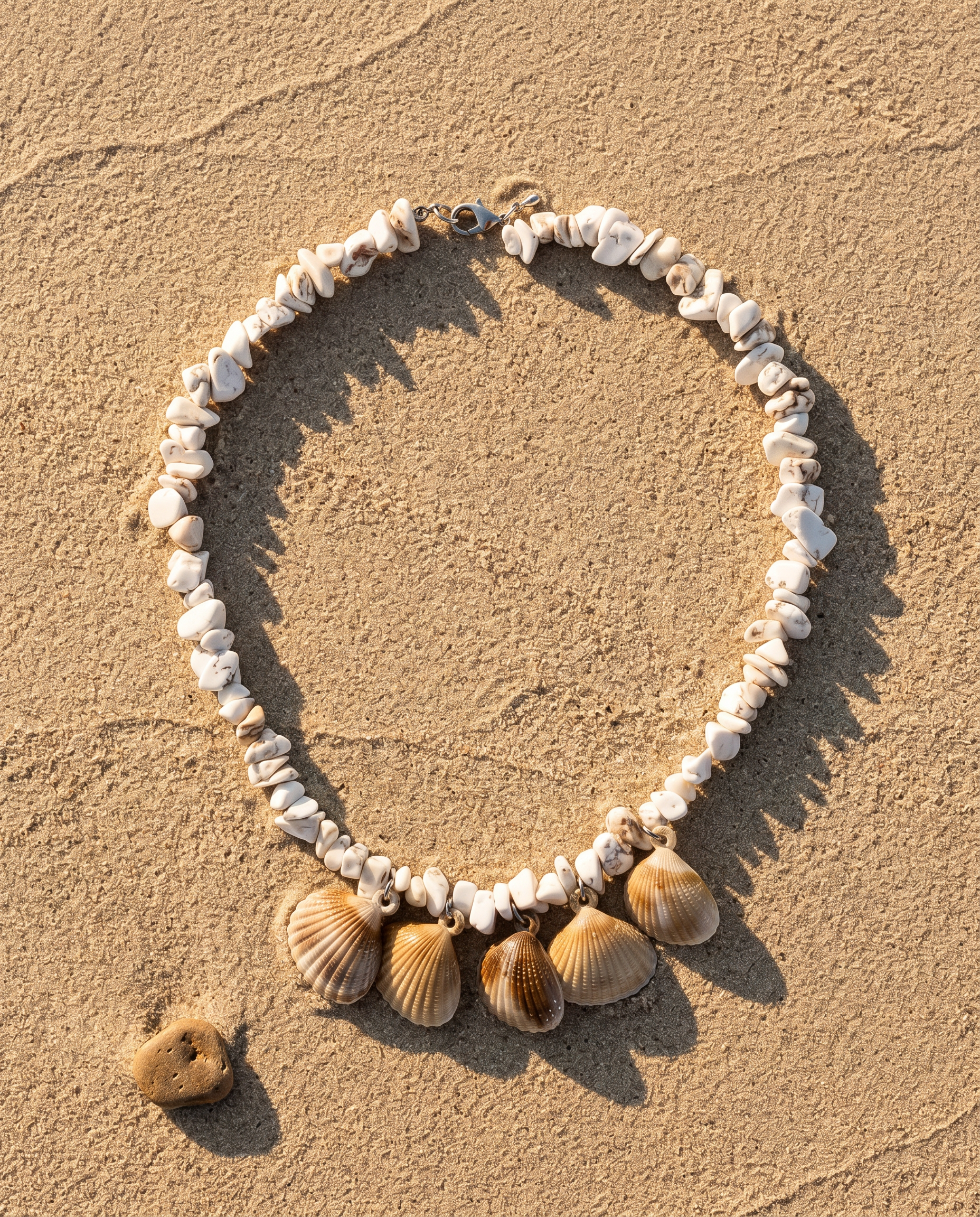 White Howlite & Shell Fringe Necklace