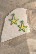 Green Starfish Raffia Earrings