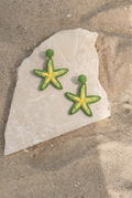 Green Starfish Raffia Earrings