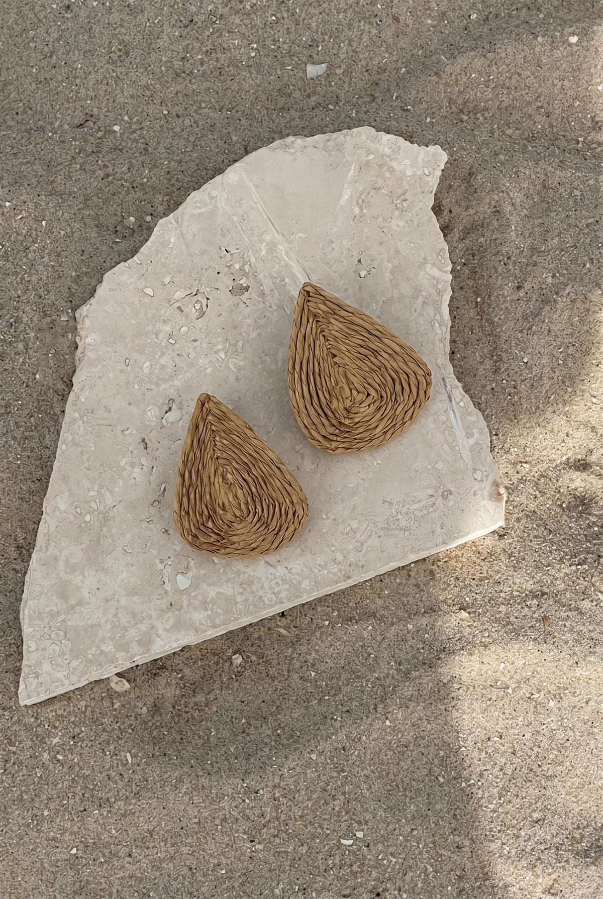 Sandy Teardrop Raffia Earrings