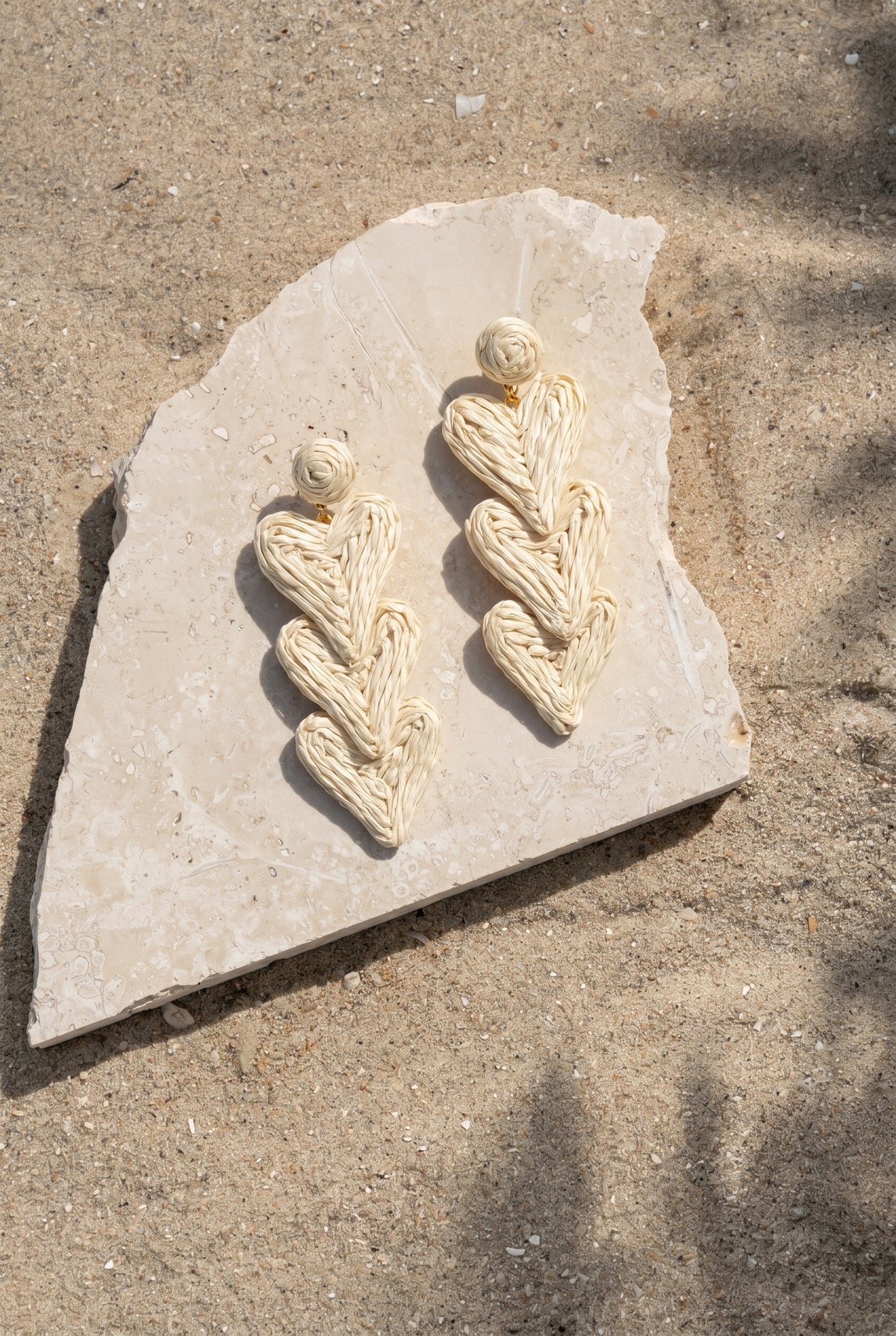 Ivory Palm Drop Raffia Earrings
