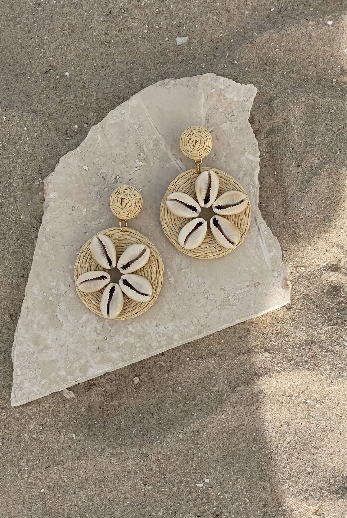 Cowrie Bloom Raffia Earrings