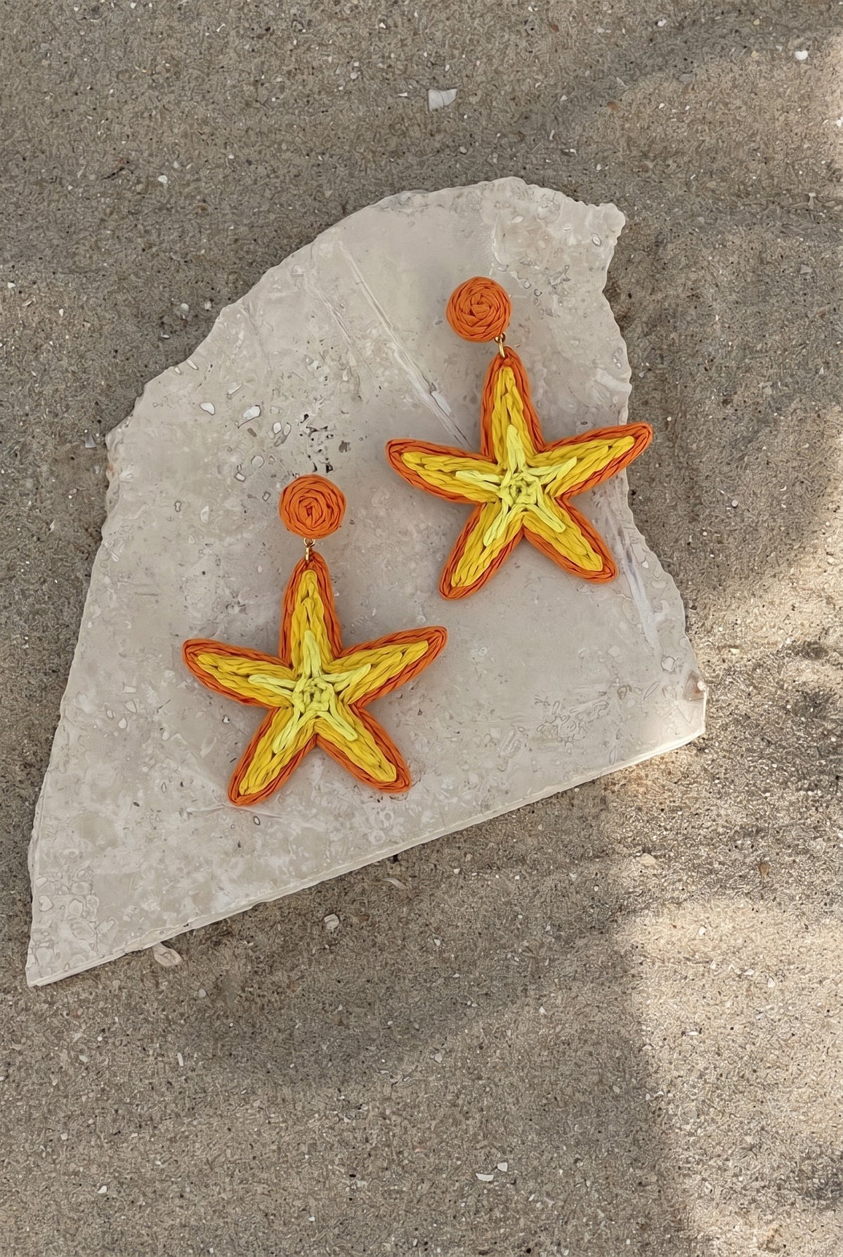 Sunburst Starfish Raffia Earrings
