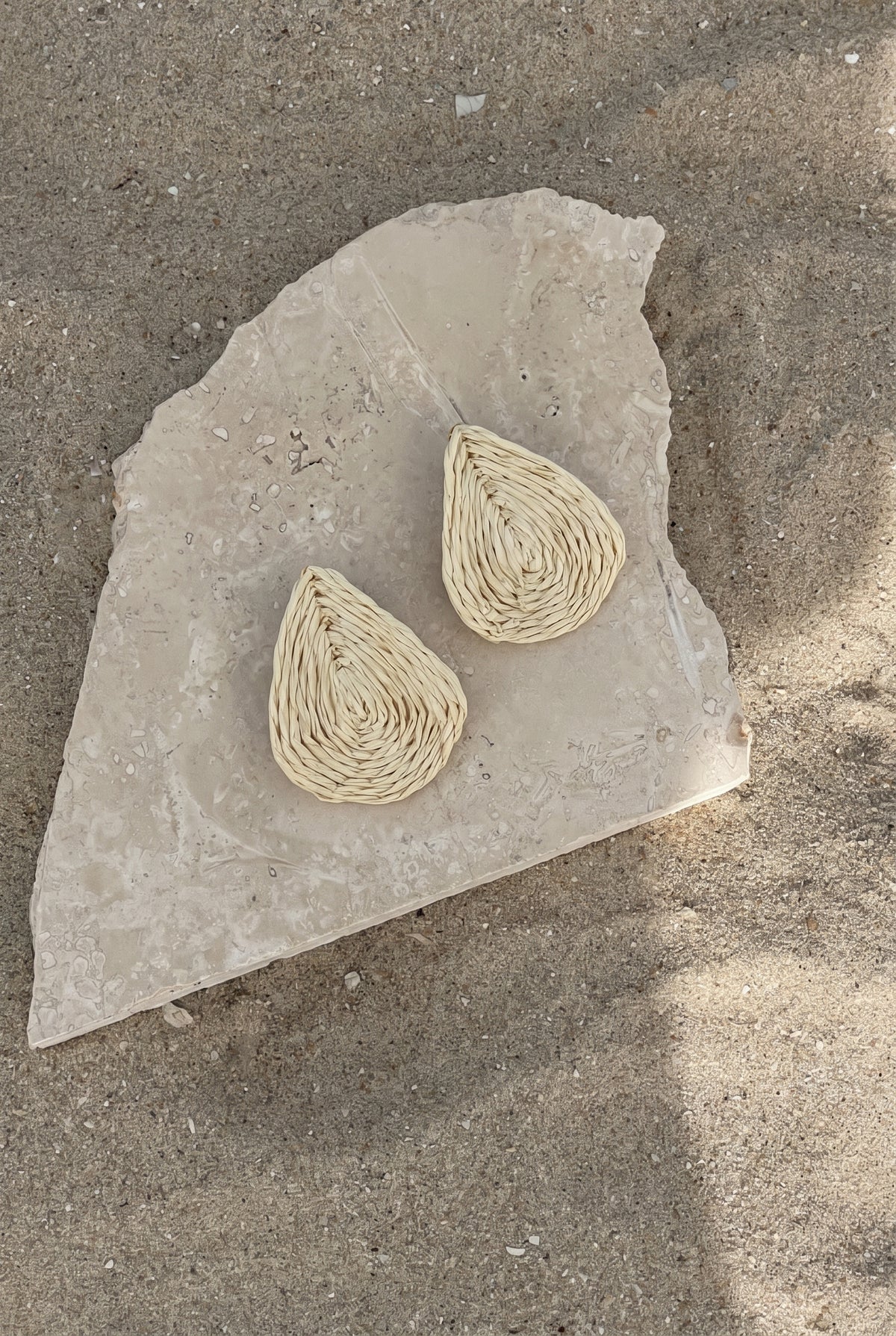 Ivory Teardrop Raffia Earrings