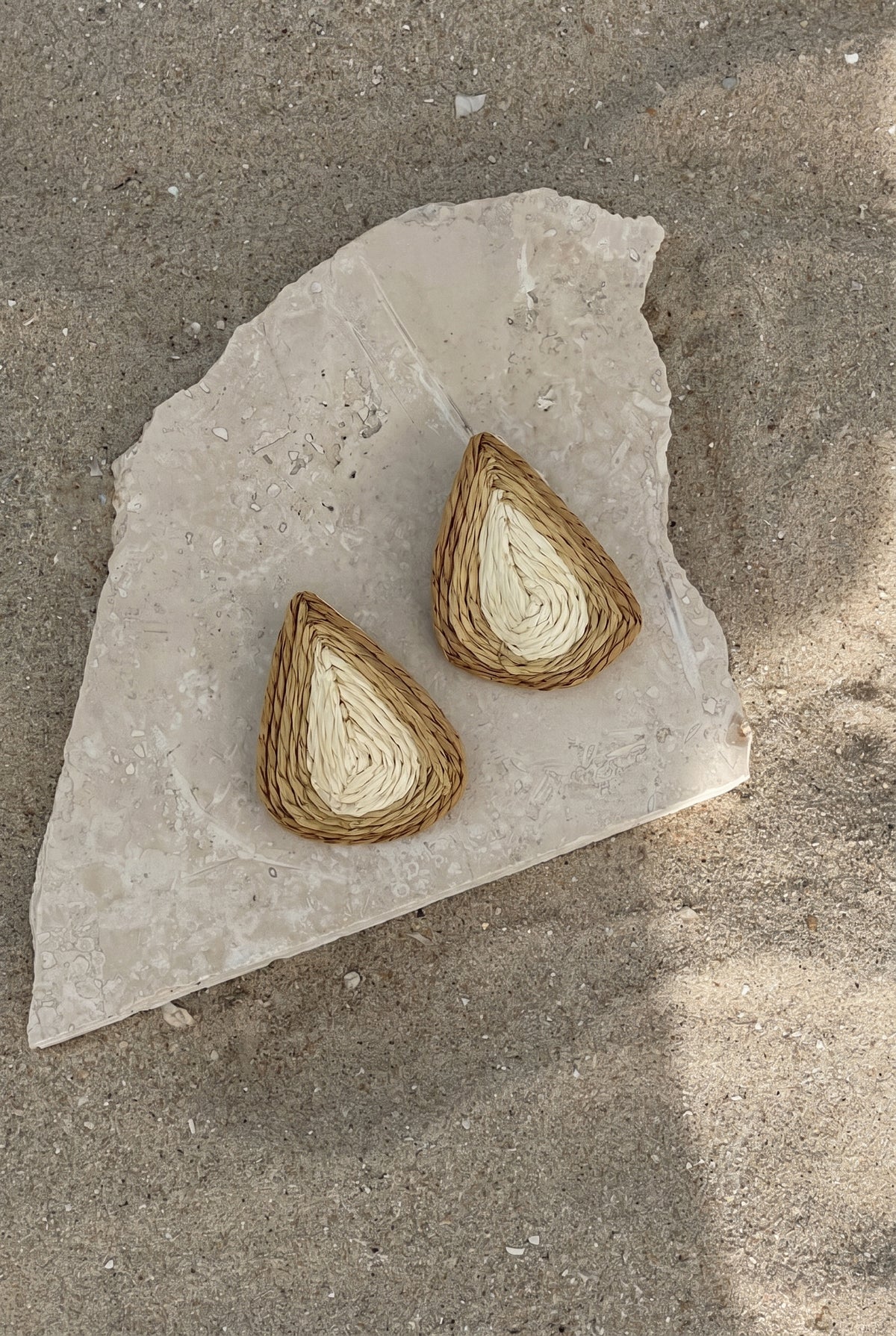 Cream Teardrop Woven Earrings