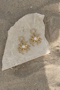 Golden Pearl Sun Earrings