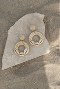 Cowrie Hoop Raffia Earrings