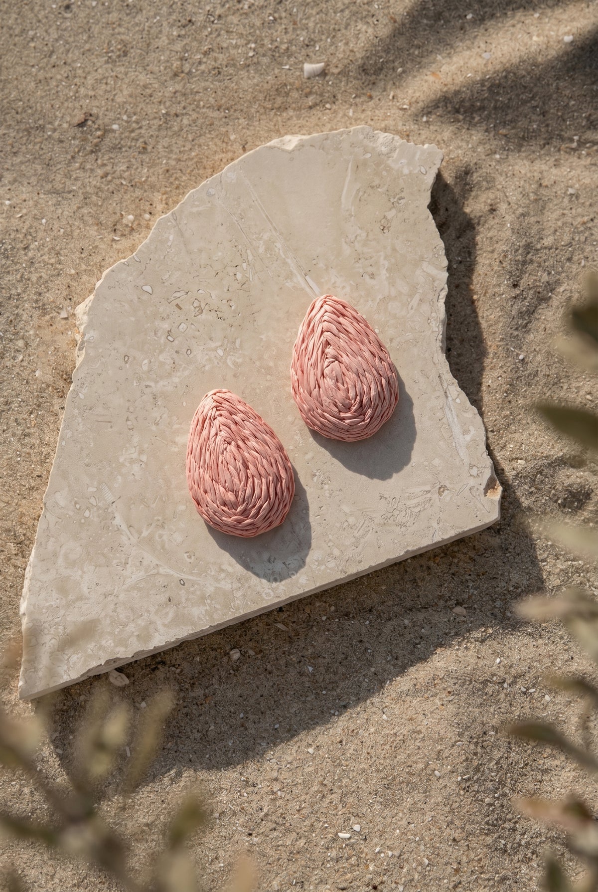 Blush Teardrop Raffia Earrings