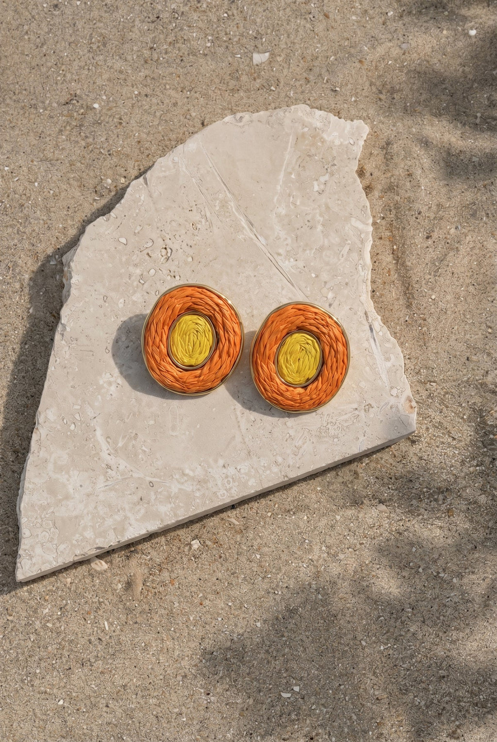 Tangerine Spiral Raffia Earrings