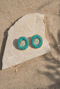 Aqua Orbit Raffia Earrings