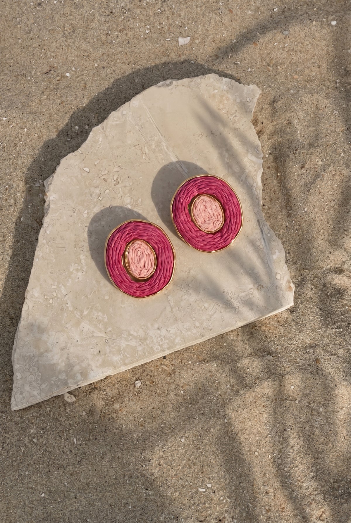 Rose Orbit Raffia Earrings