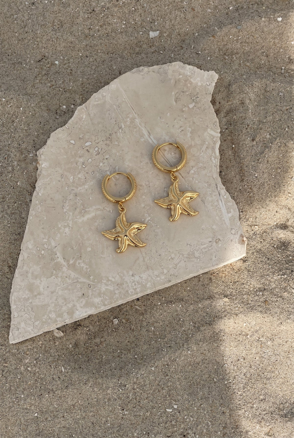 Golden Starfish Hoop Earrings