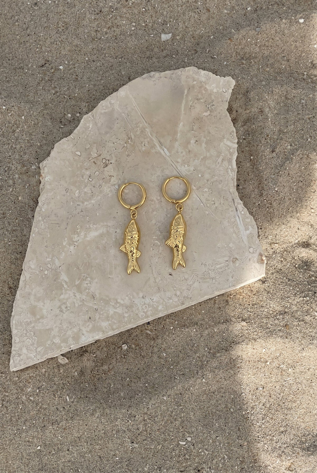 Gold Reef Fish Hoop Earrings