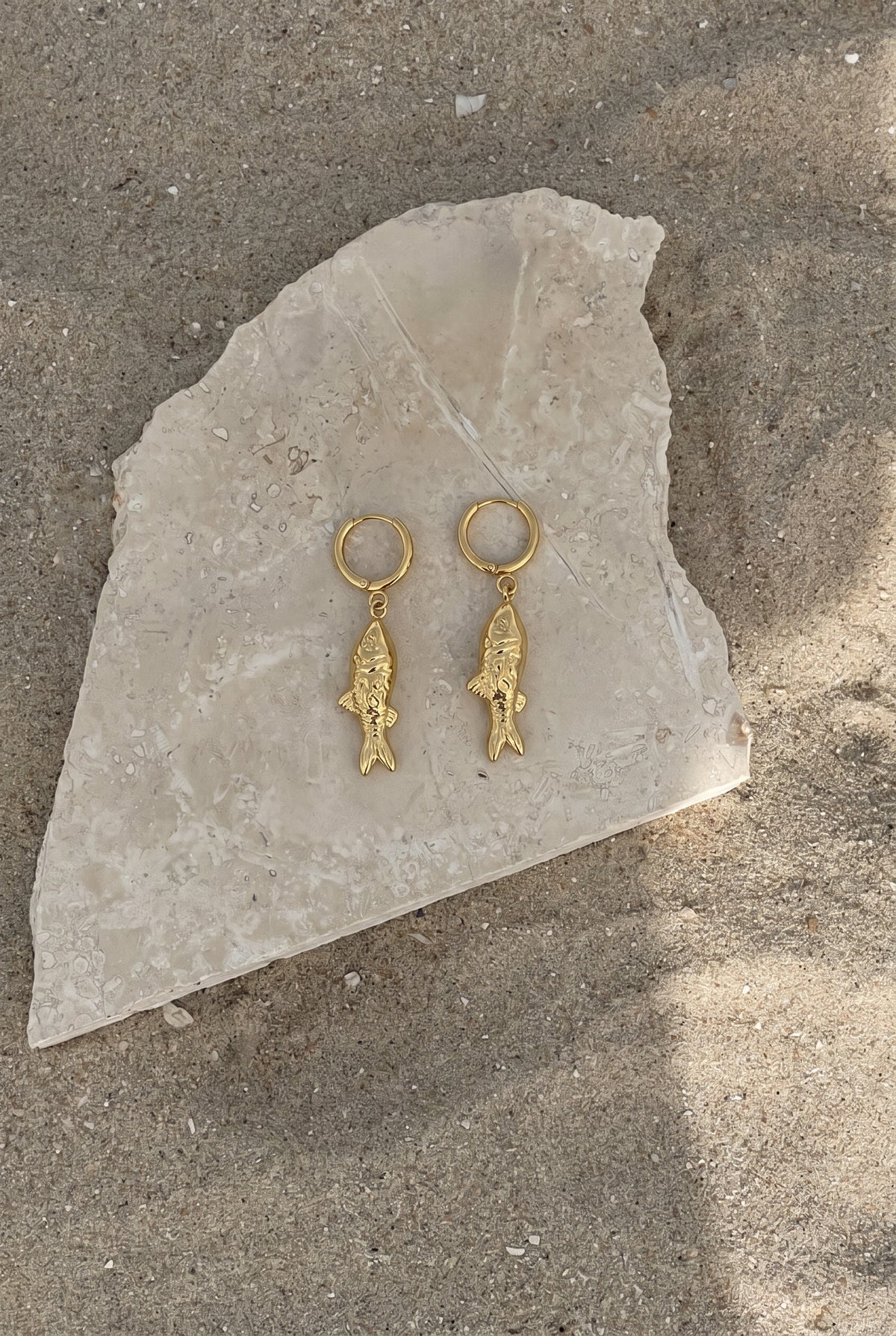 Gold Reef Fish Hoop Earrings