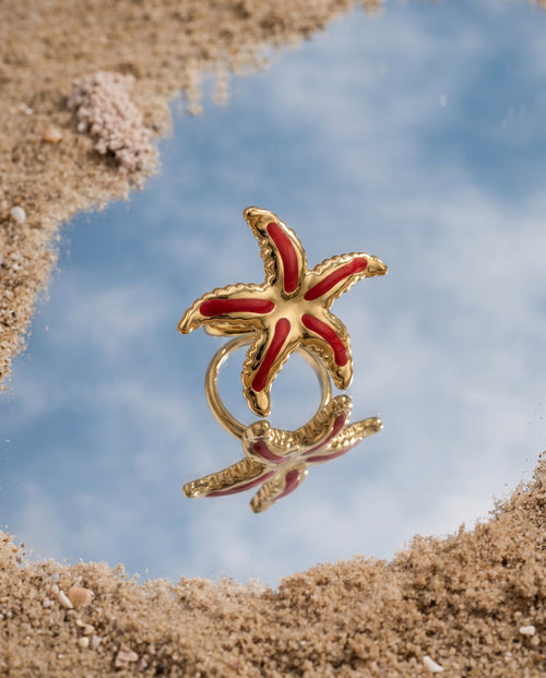 Coral Flame Starfish Ring