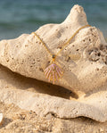 Pink Coral Fan Pendant Necklace