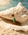 Teal Scale Fish Pendant Necklace