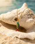 Teal Scale Fish Pendant Necklace
