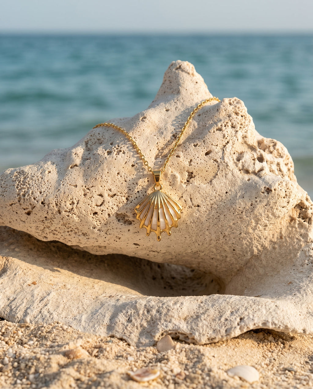 Gold Filigree Shell Necklace