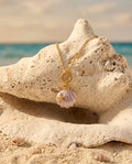 Lavender Shell Starfish Drop Necklace
