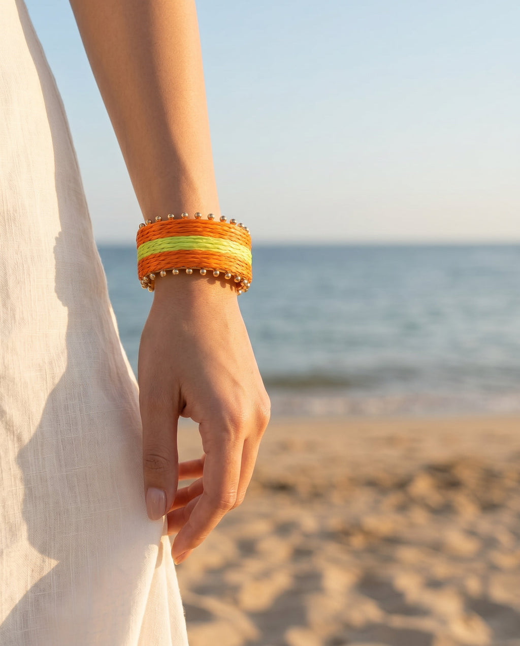 Citrus Wave Woven Cuff - detail