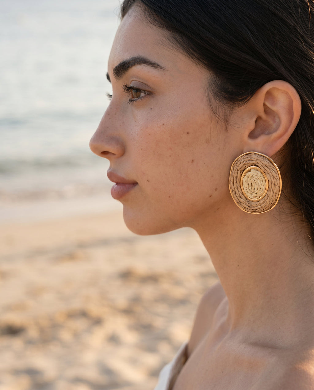 Dune Oval Raffia Earrings