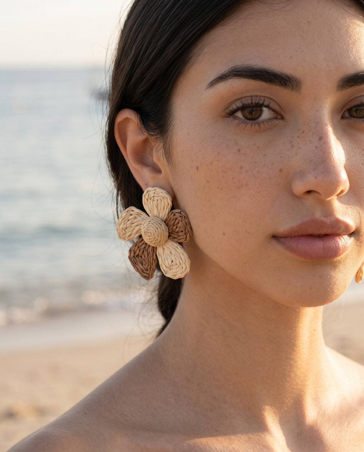 Dune Flower Raffia Earrings