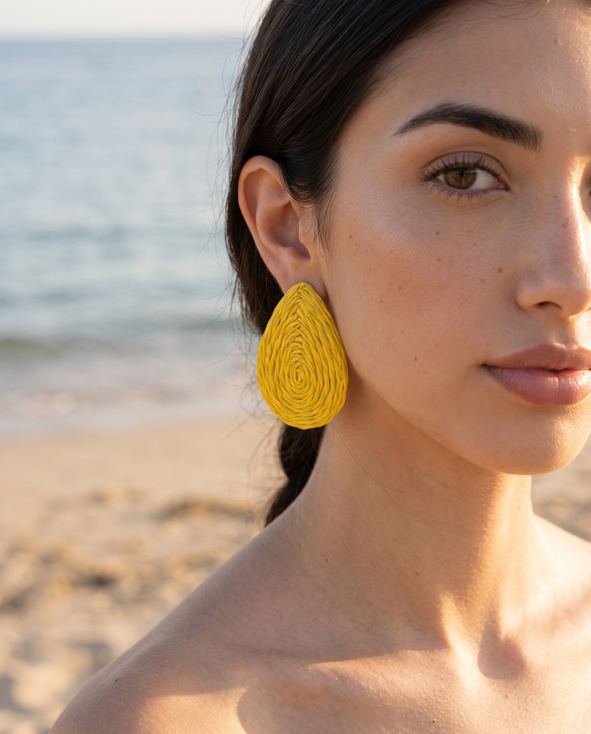 Sunshine Teardrop Raffia Earrings