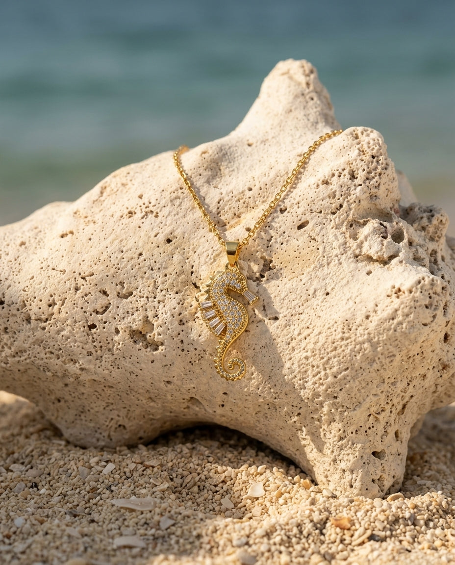 Crystal Pavé Seahorse Necklace