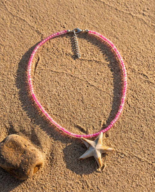 Pink Bead Starfish Necklace