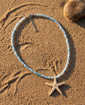 Ice Blue Bead Starfish Necklace