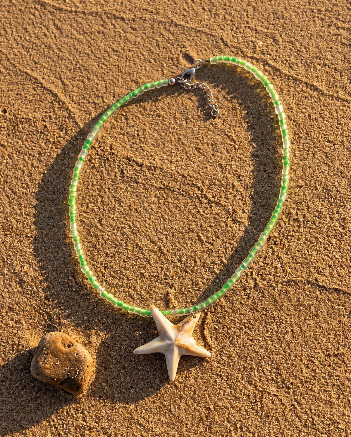 Lime Bead Starfish Necklace