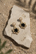 Noir Bloom Pearl Drop Earrings