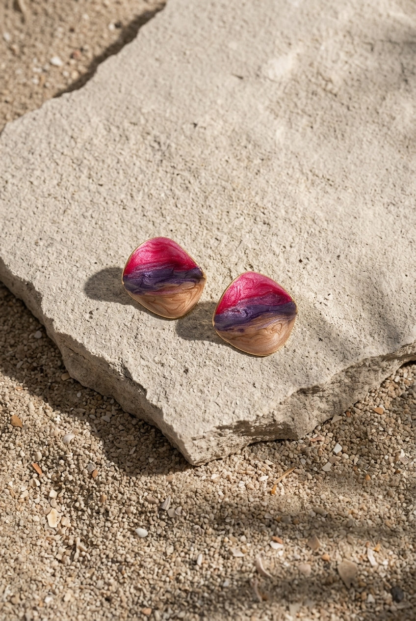Sunset Swirl Enamel Studs
